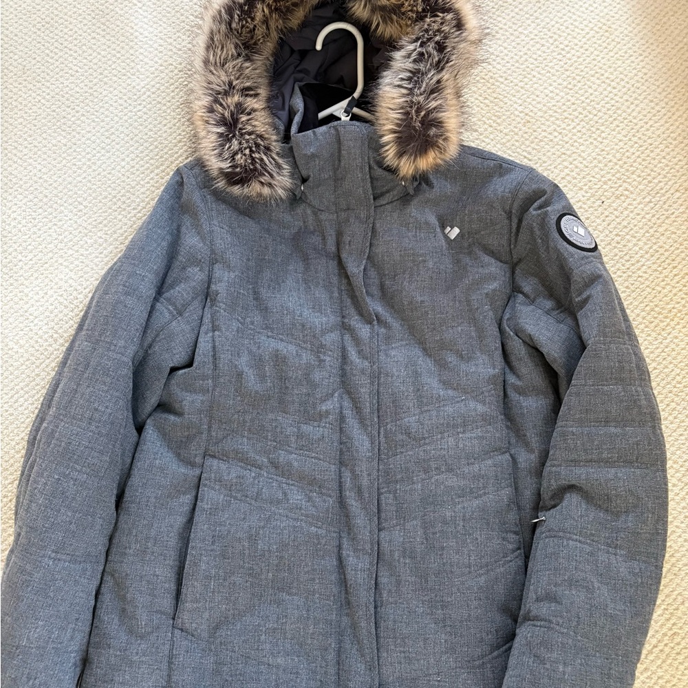 Obermeyer Heather Gray Quilted Jacket with Logo Patch